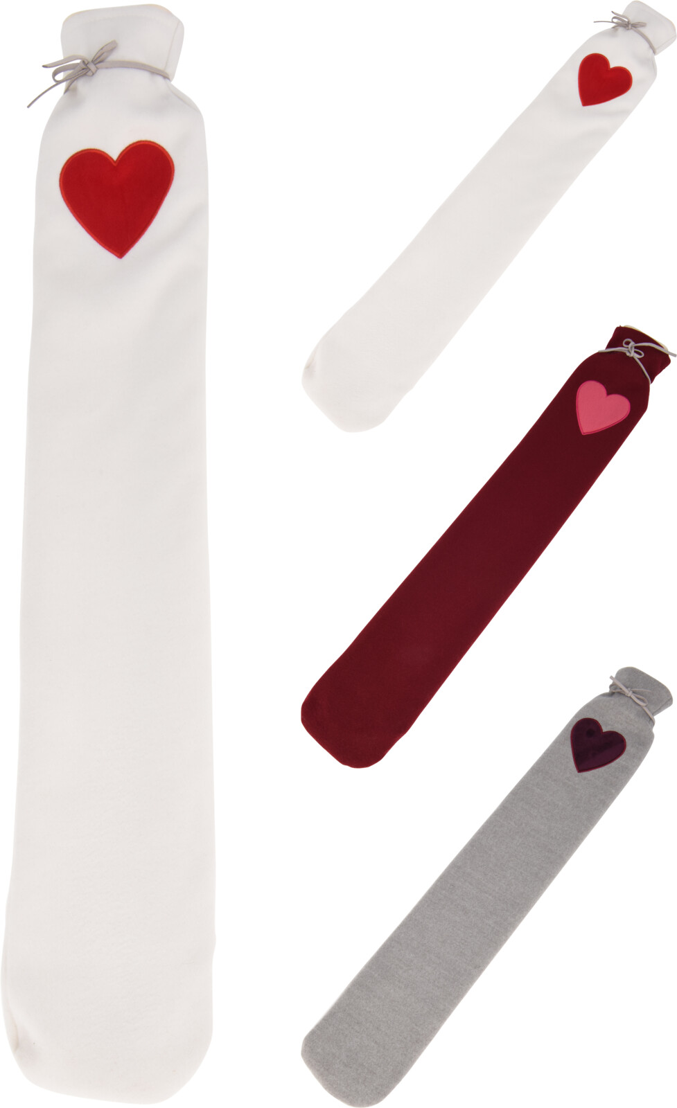 Warmwaterkruik Gebreid met Hartje - 72x12 cm - assorti - prijs per stuk