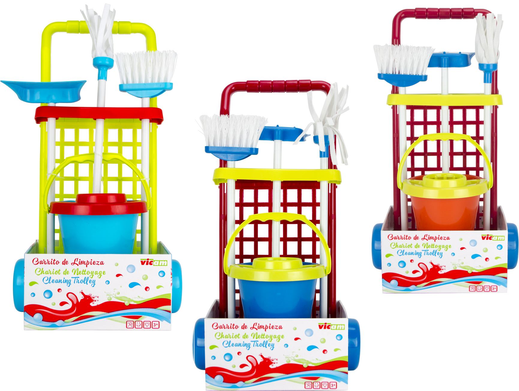 Schoonmaaktrolly, kuiswagentje 4-delig
