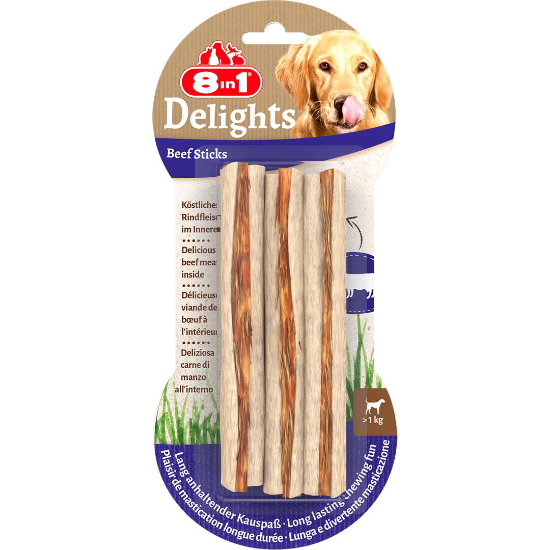 8in1 Delights Beef Sticks 3 stuks The Original - voor Honden van 2-35 kg