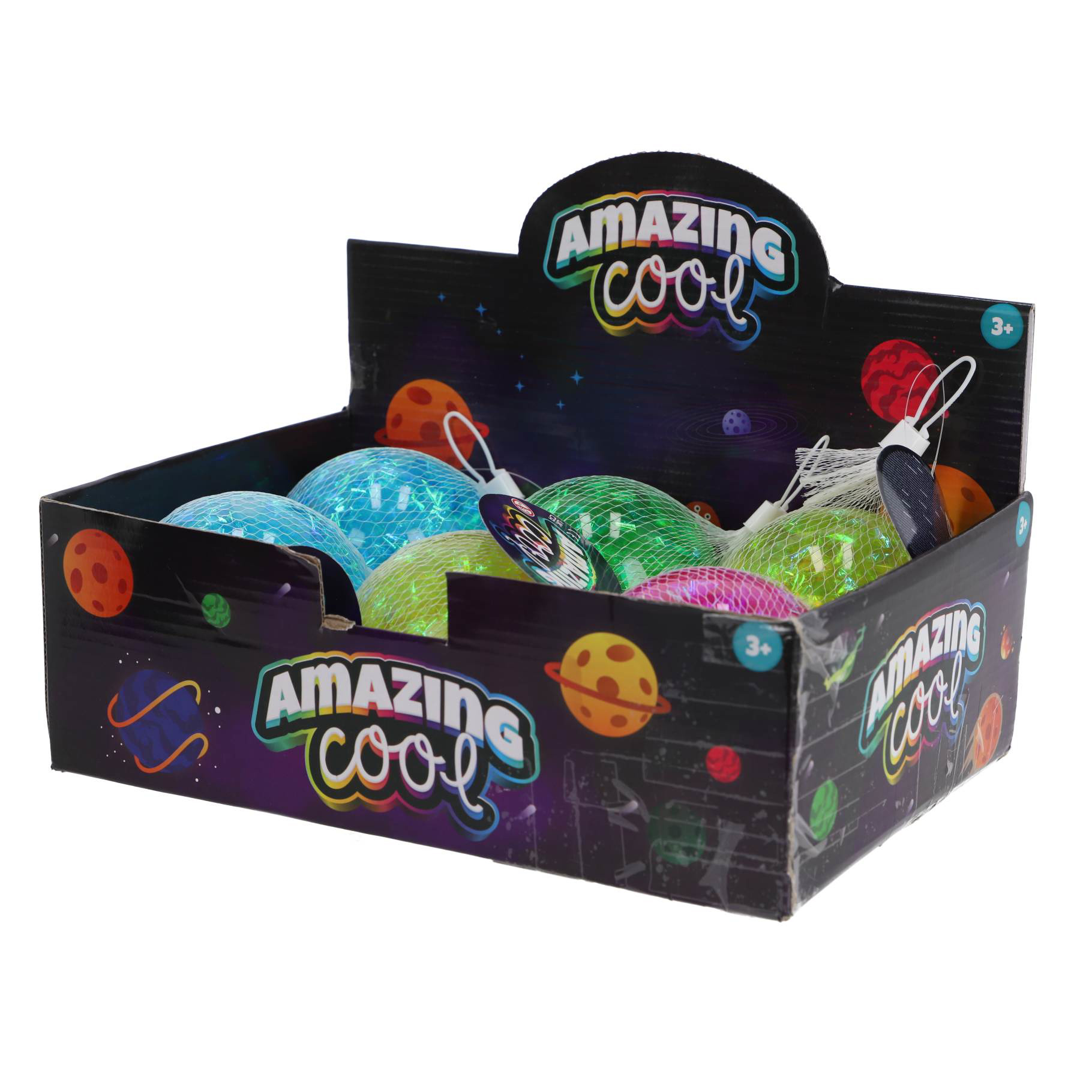 Amazing Cool Stuiterbal glitter met lampje 10 cm