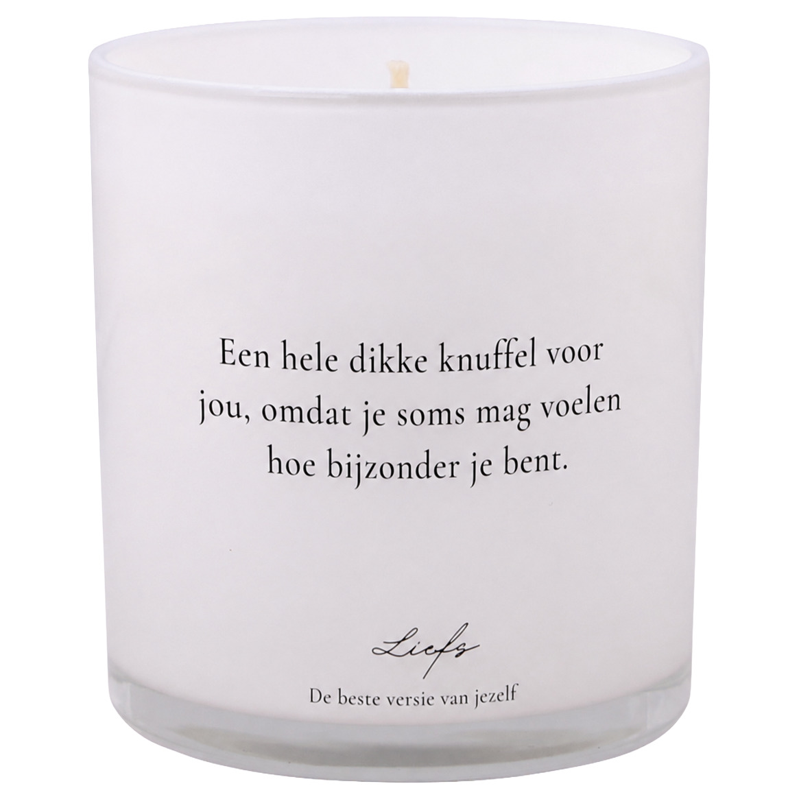 My Flame x Liefs Geurkaars Een Hele Dikke Knuffel Voor Jou 8x9 cm - Bio Sojawas - Fresh Cotton - 50 Branduren