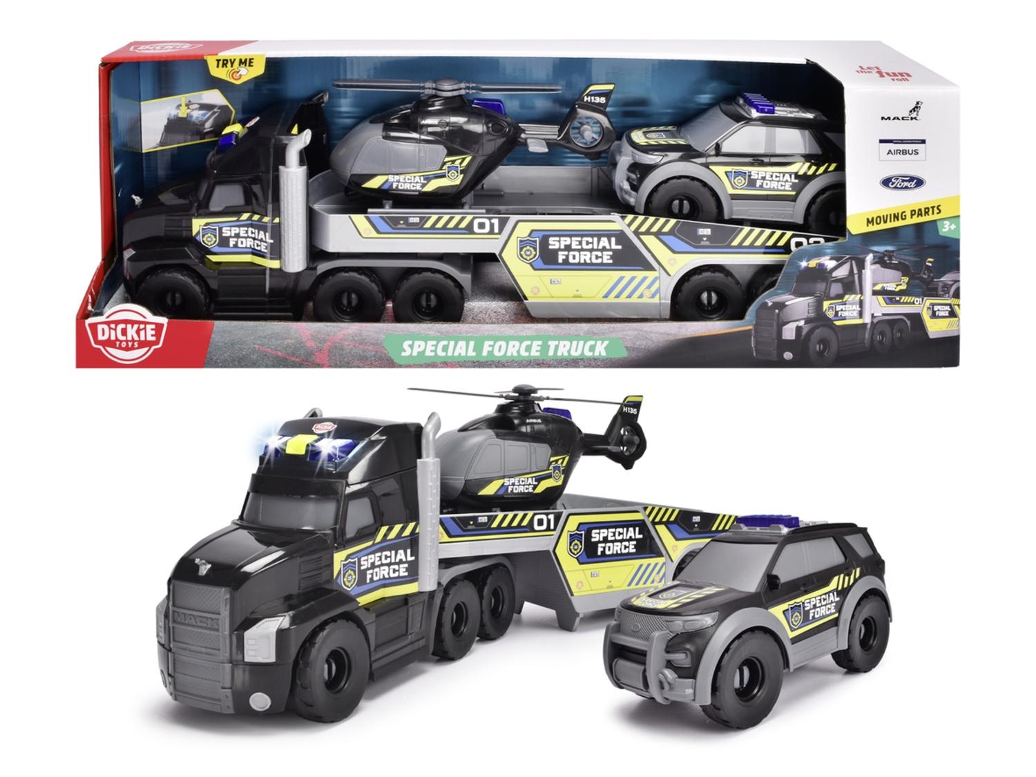 Giant Police Truck Special Force Truck, Opliggert met helicopter en swat auto