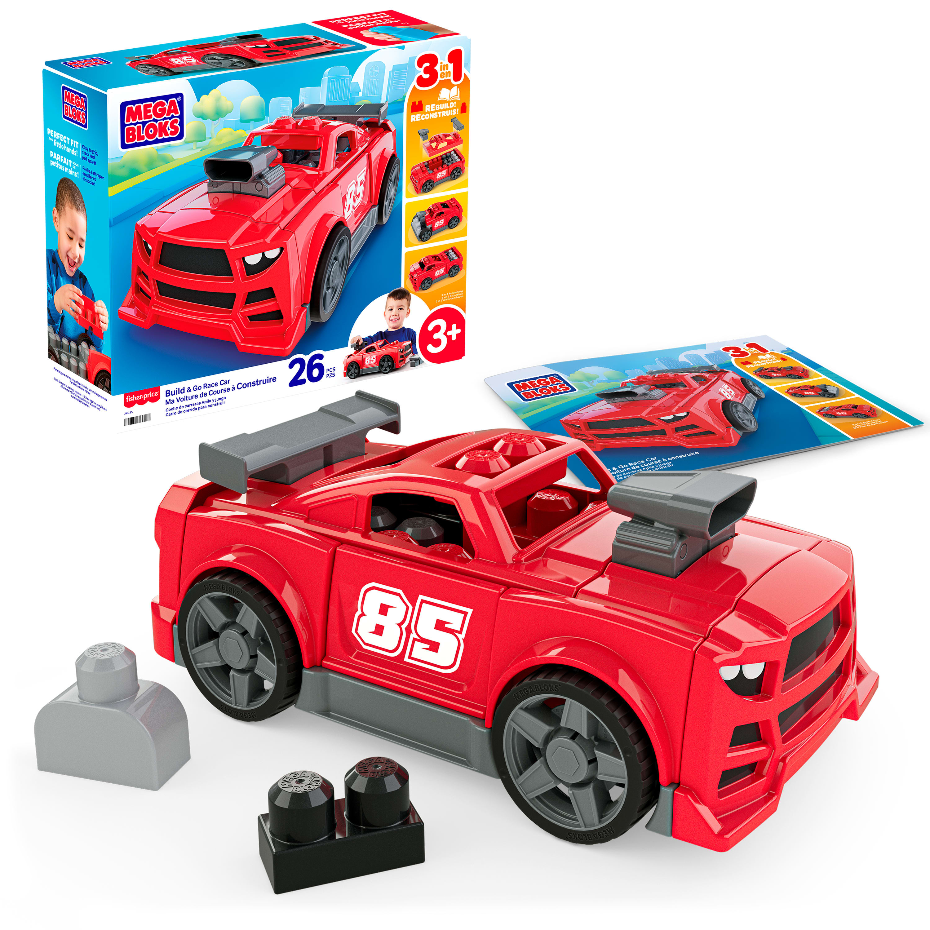 Mega Bloks Build & Go Rece Car, 26 delig