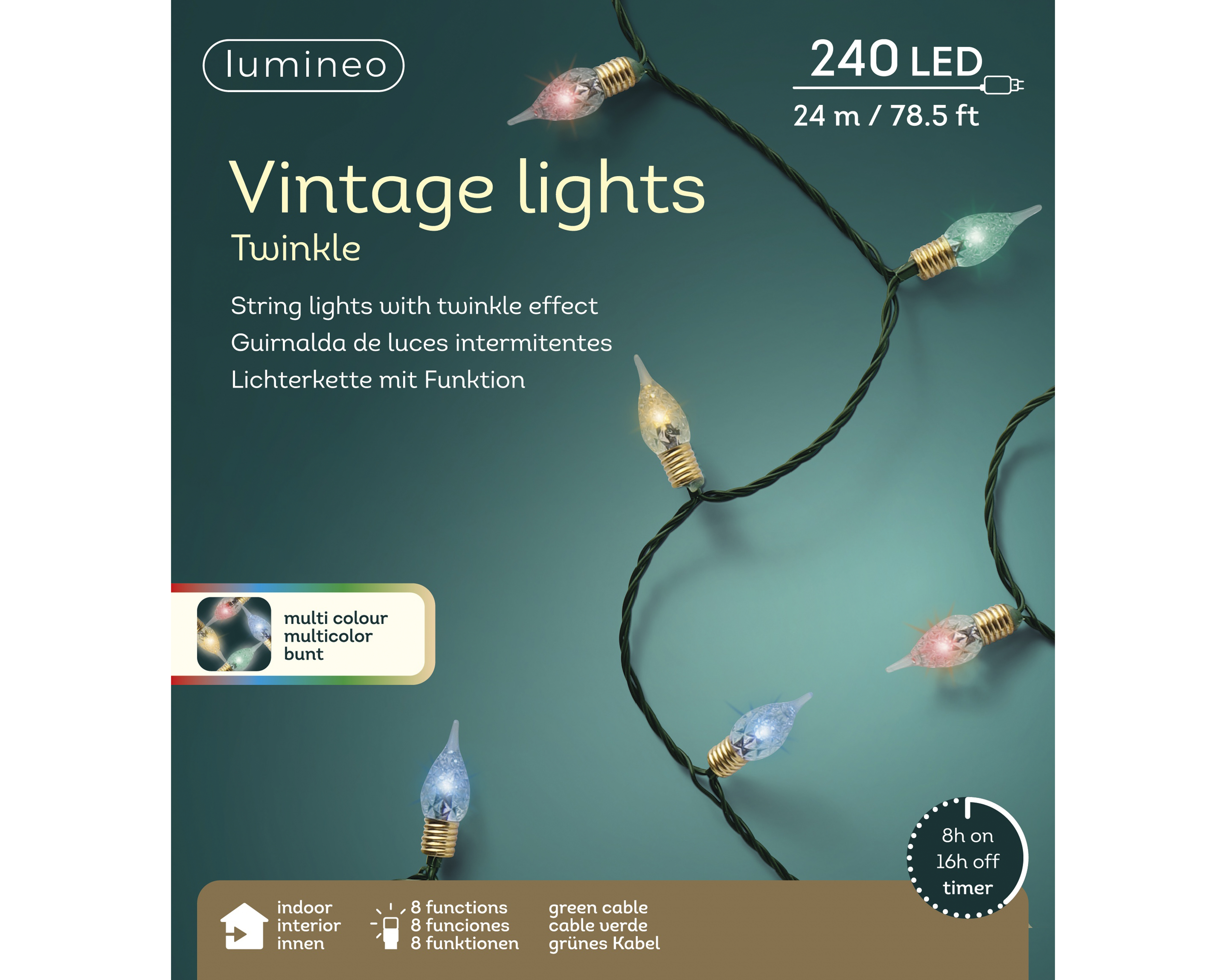 Kerstverlichting LED Vintage 2390cm - 240 leds - Green/Multicolor - Indoor