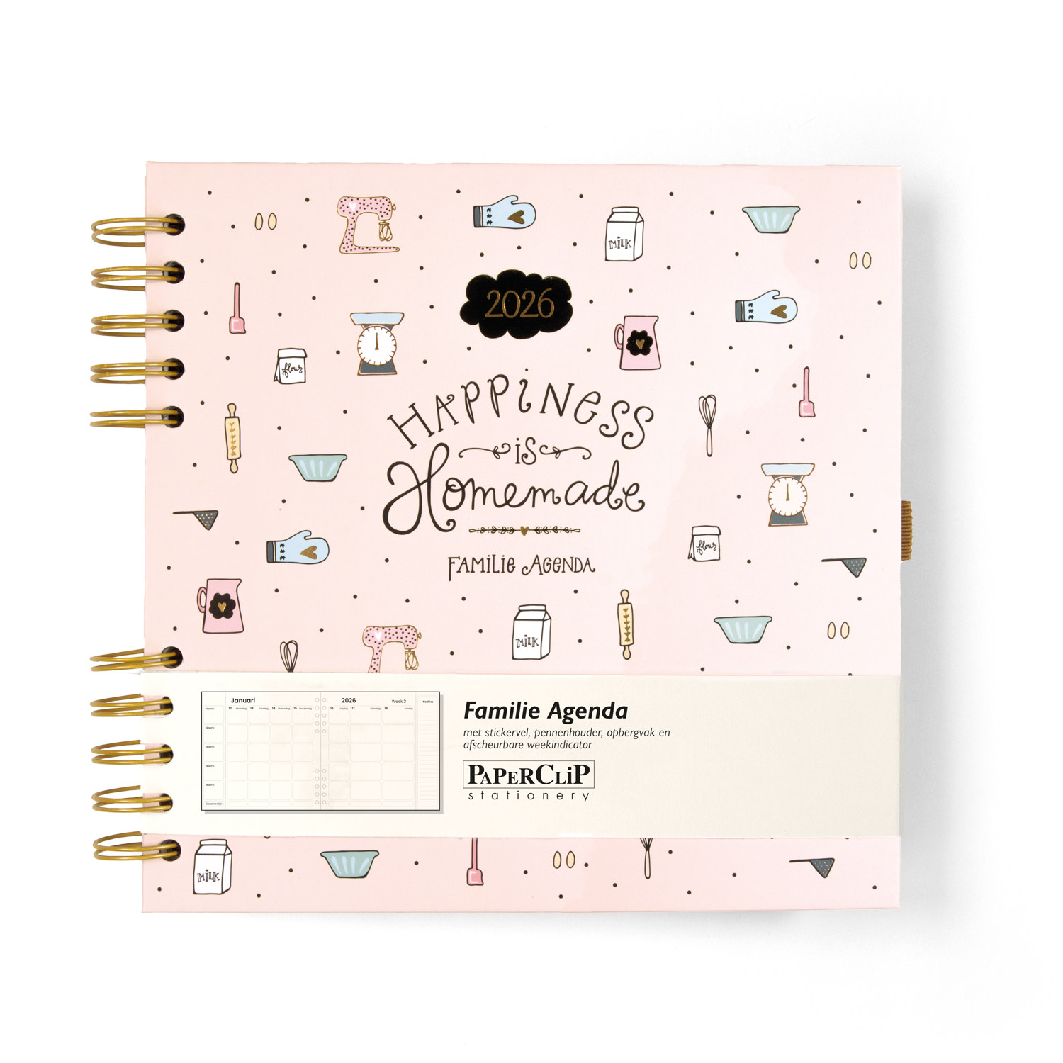 Paperclip Familie Agenda 2026 Funny Side Spiraal 1 week/pag 19.6x19.6 cm