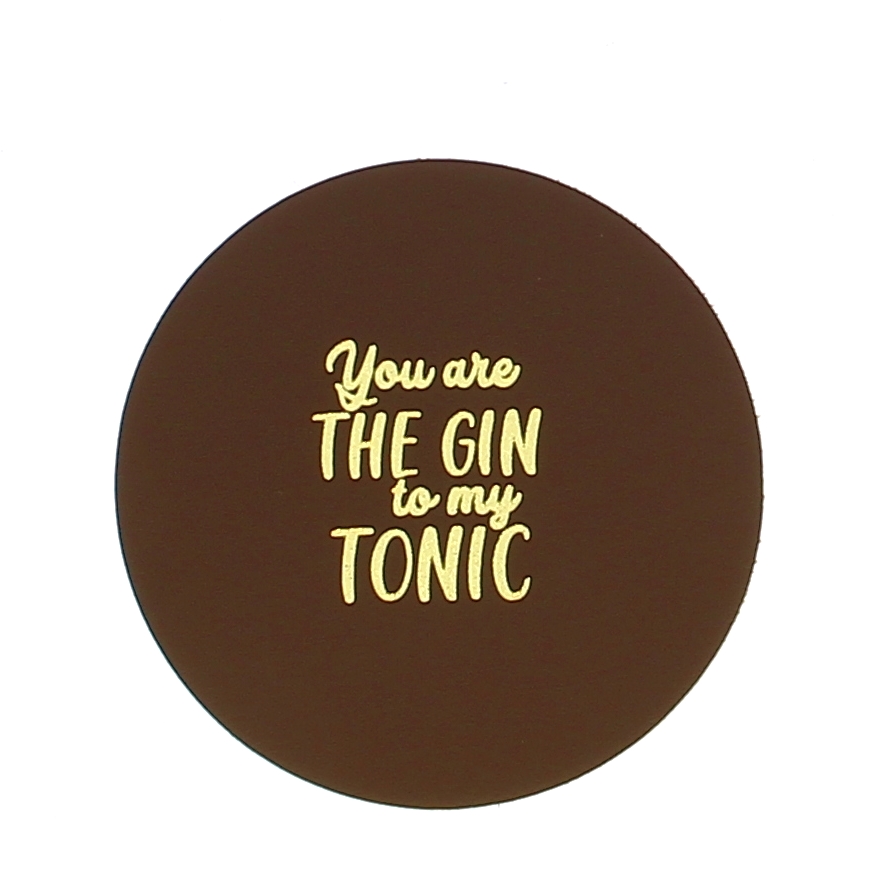 Enjoy Your Drink Glasonderzetter Leder Rond - Chocolate/Gold Gin Tonic