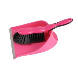 Haug Bursten Vuilblik met Handveger Roze 35x23.5x9.5 cm