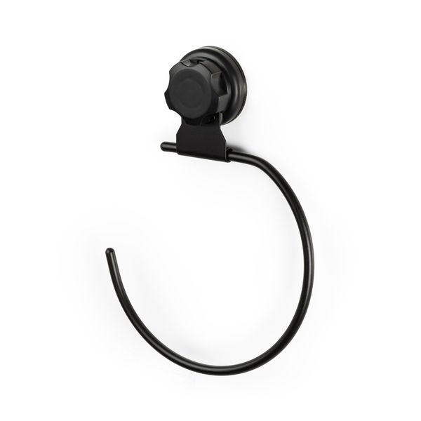 Compactor Handdoekring Bestlock Black 16x2.5x22 cm - met Zuignap - Draagkracht tot 3kg