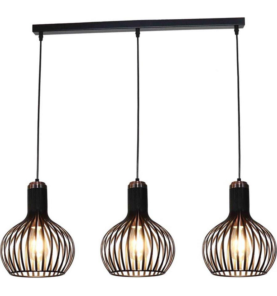 Fantasia Raga Hanglamp Zwart/Koper 3x E27 Socket