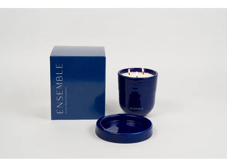 Mon Dada x Val Pottery Geurkaars Ensemble Eclectic Blue - Keramiek
