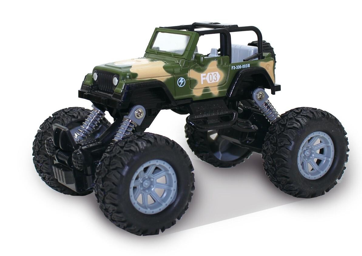 4 Wheel Drive Stunt Truck, Pull Back, Metaal Camouflage