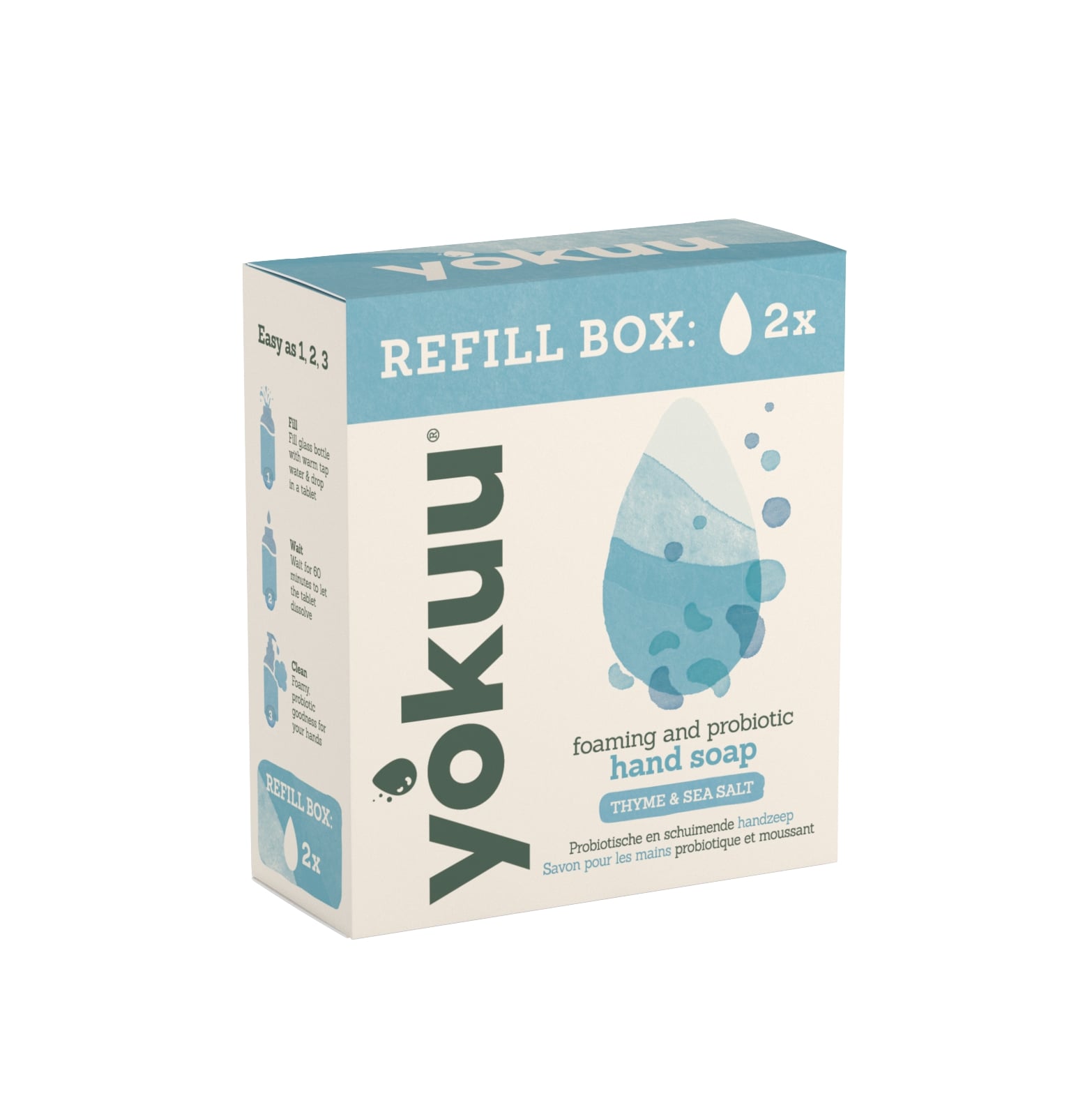 Yokuu Navulling Handzeep Thyme & Sea Salt 2 tabs - voor 375ml - Probiotisch