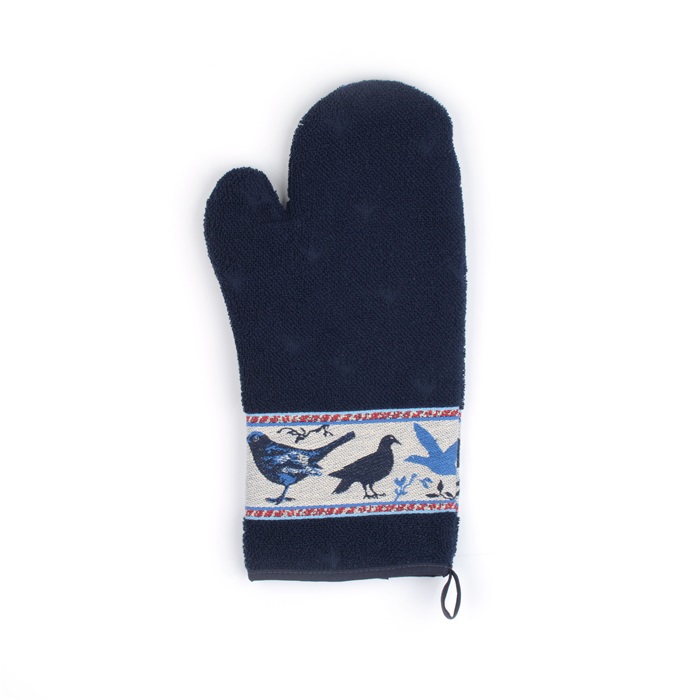 Bunzlau Castle Ovenhandschoen Birds 37x20 cm - Dark Blue