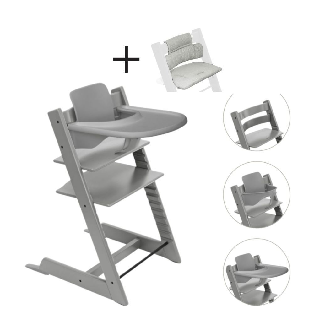 Stokke Bundel Kinderstoel Tripp Trapp Storm Grey + Babyset + Tablet Storm Grey
