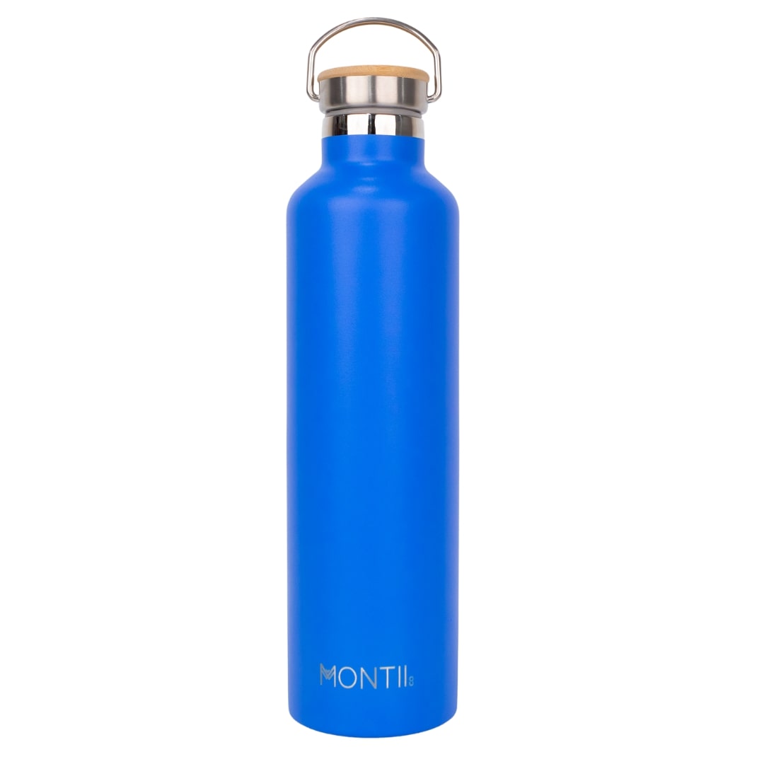 MontiiCo Isoleerfles Mega Blueberry Blue 1000ml - RVS - 9x31.5 cm