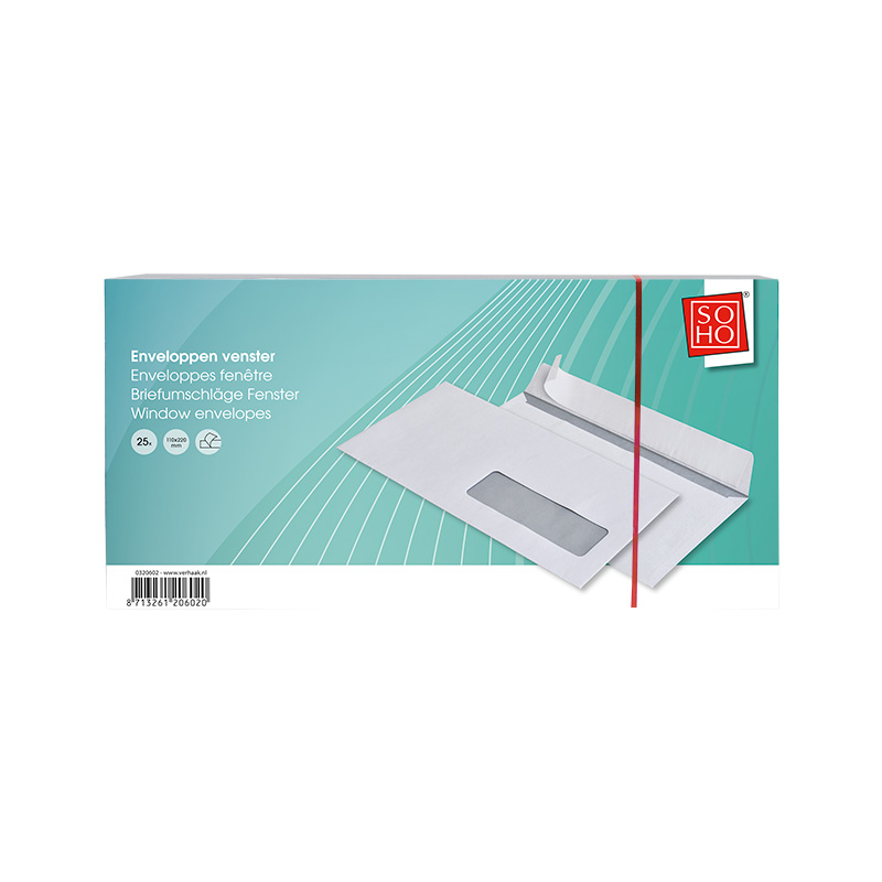 Soho Omslagen met Venster Kabinet 25 stuks - 110x220 mm