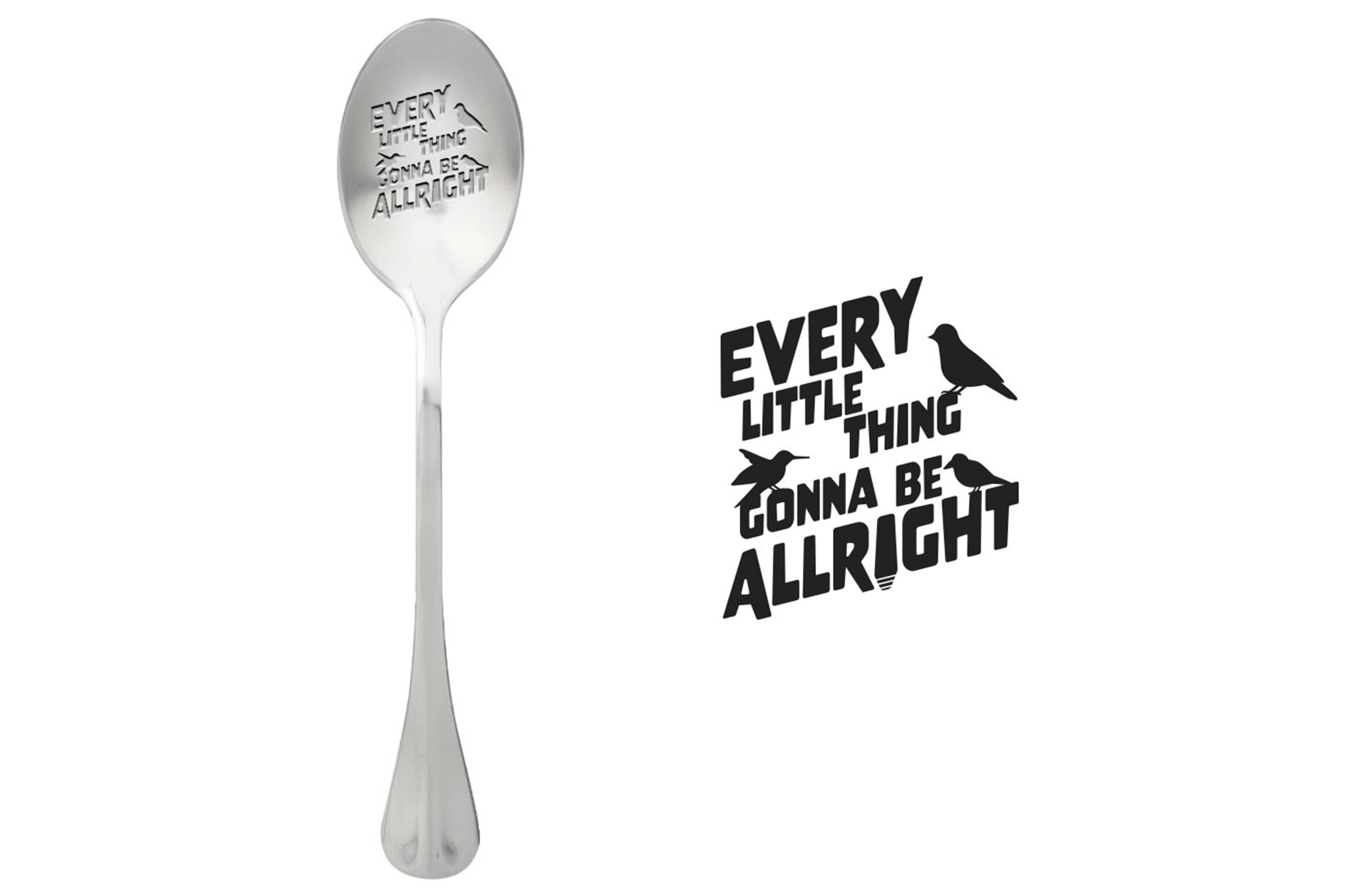 One Message Spoon Lepel met Tekst Every Little Thing Gonna Be Allright