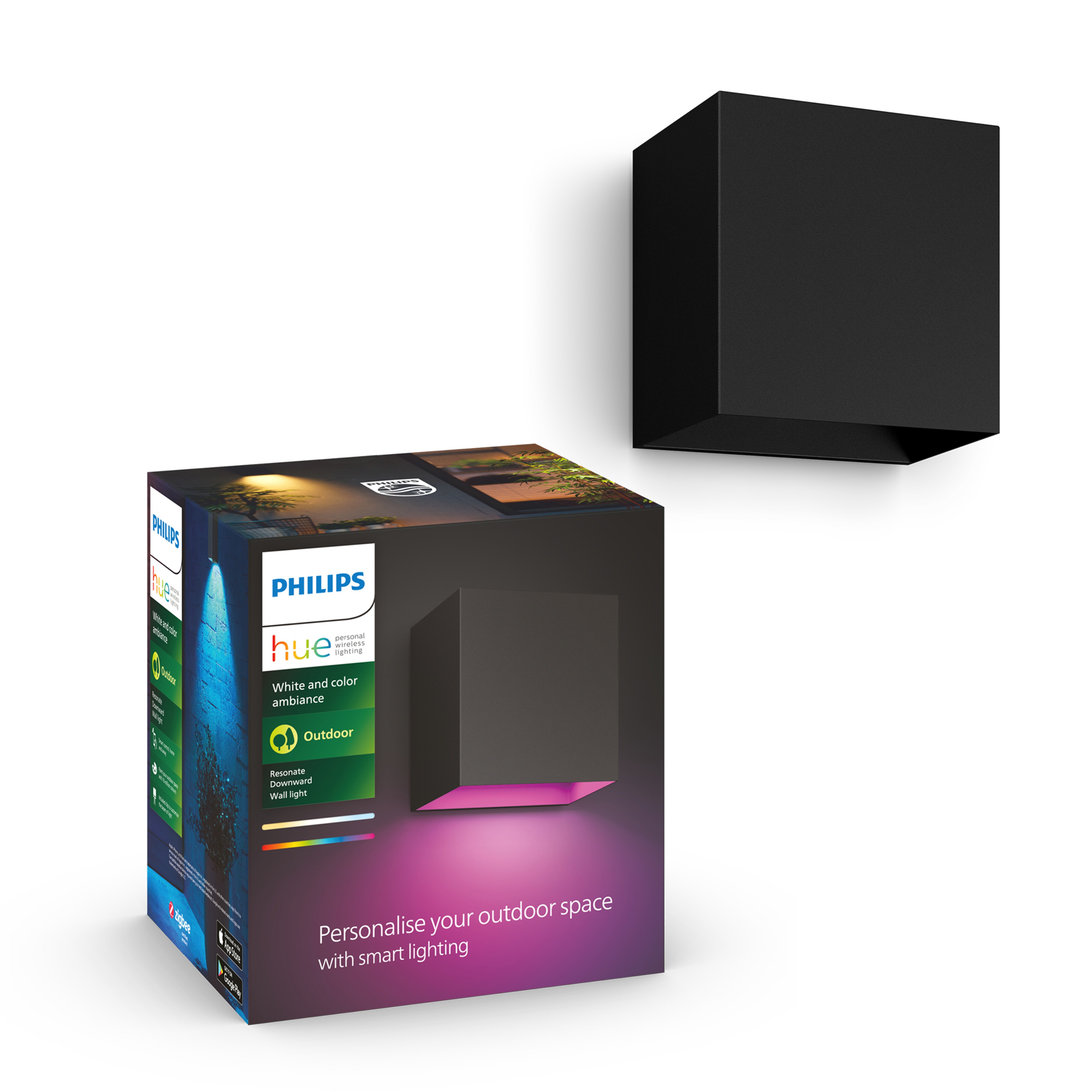 Philips Hue Wandlicht Resonate Zwart 8W White&Color Ambiance IP44 Outdoor