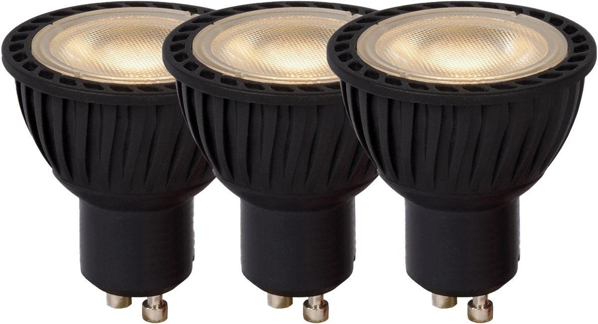 Lucide LED Lamp GU10 MR16 5W 3000K Zwart Dimbaar - 3 stuks