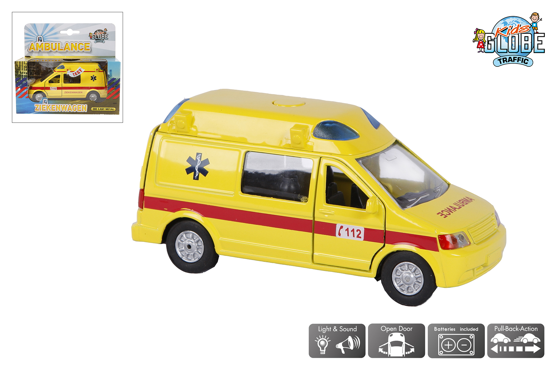 Volvo V70 Belgische ziekenwagen metaal met licht en geluid, 12 cm