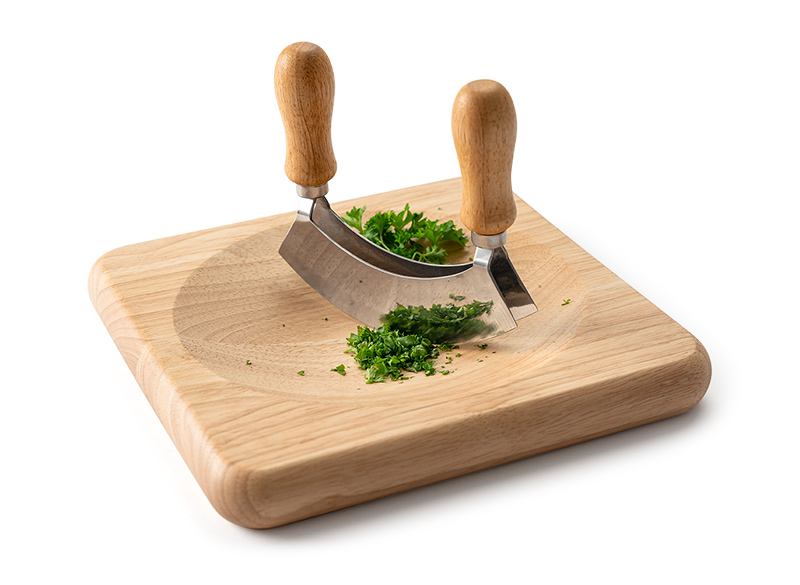 Continenta Snijplank 22.5x22.5 cm met Mes - Rubberhout