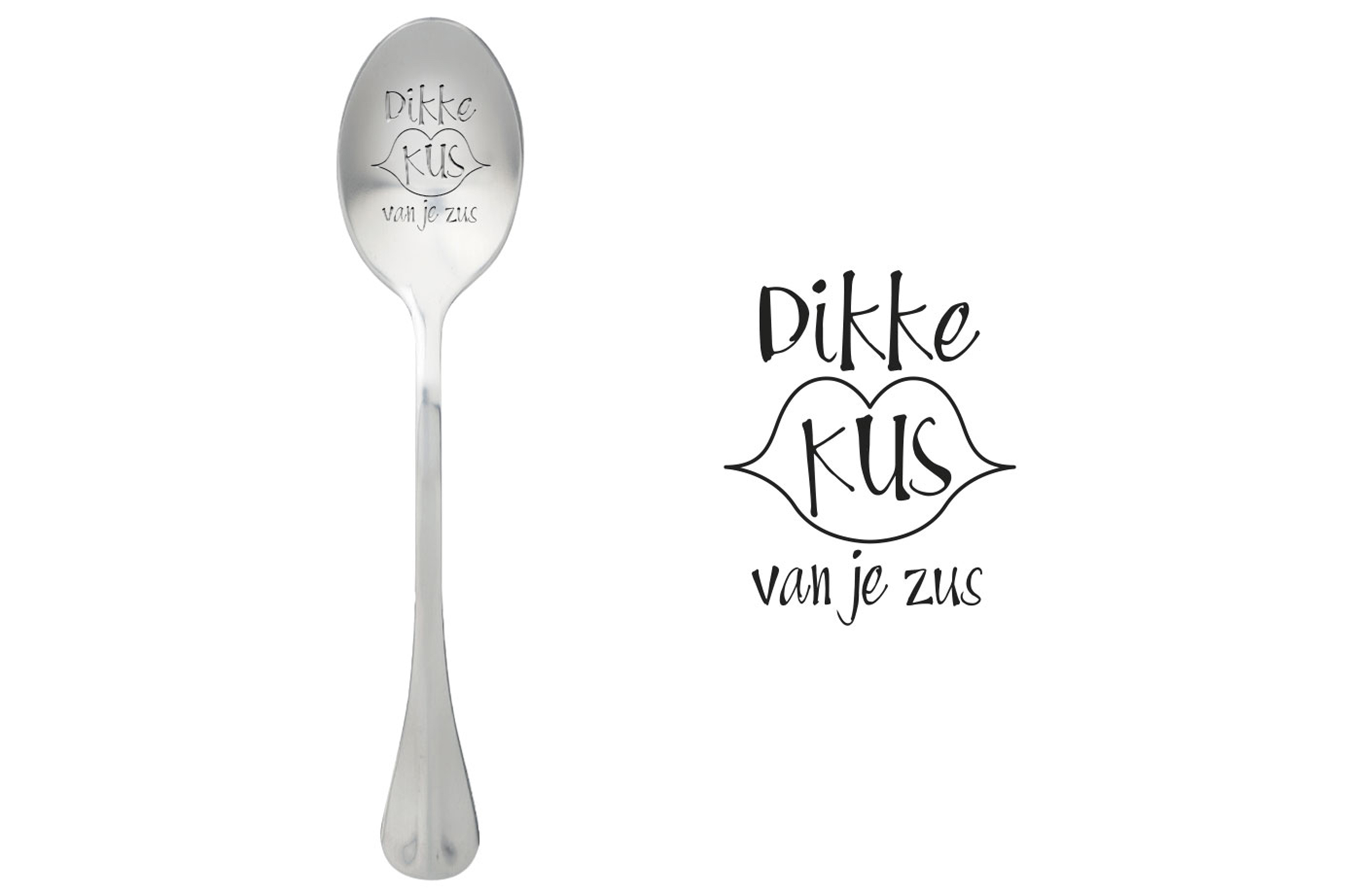 One Message Spoon Lepel met Tekst Dikke Kus Van Je Zus