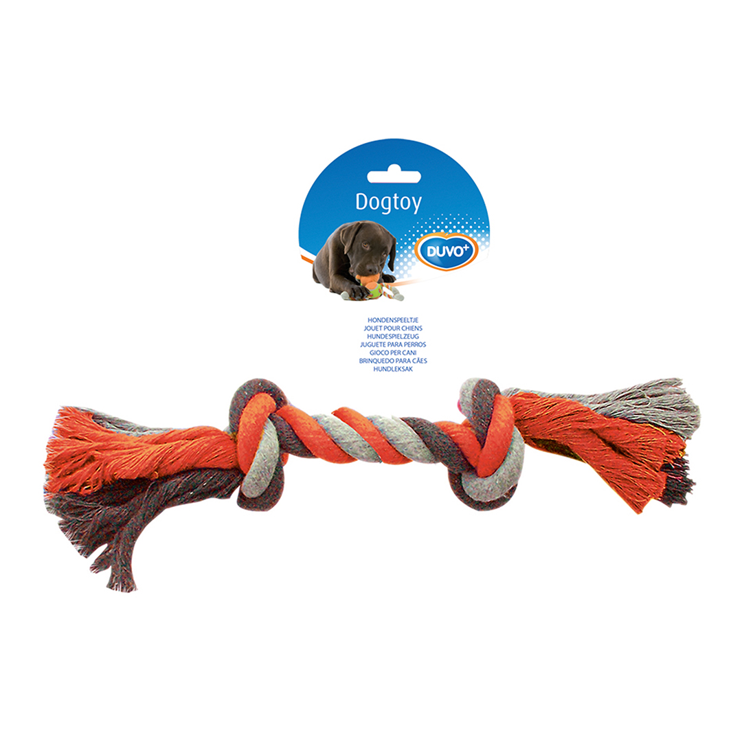Duvoplus Katoen Knoop extra large 37 cm - 300 g - Oranje/Grijs/Bruin