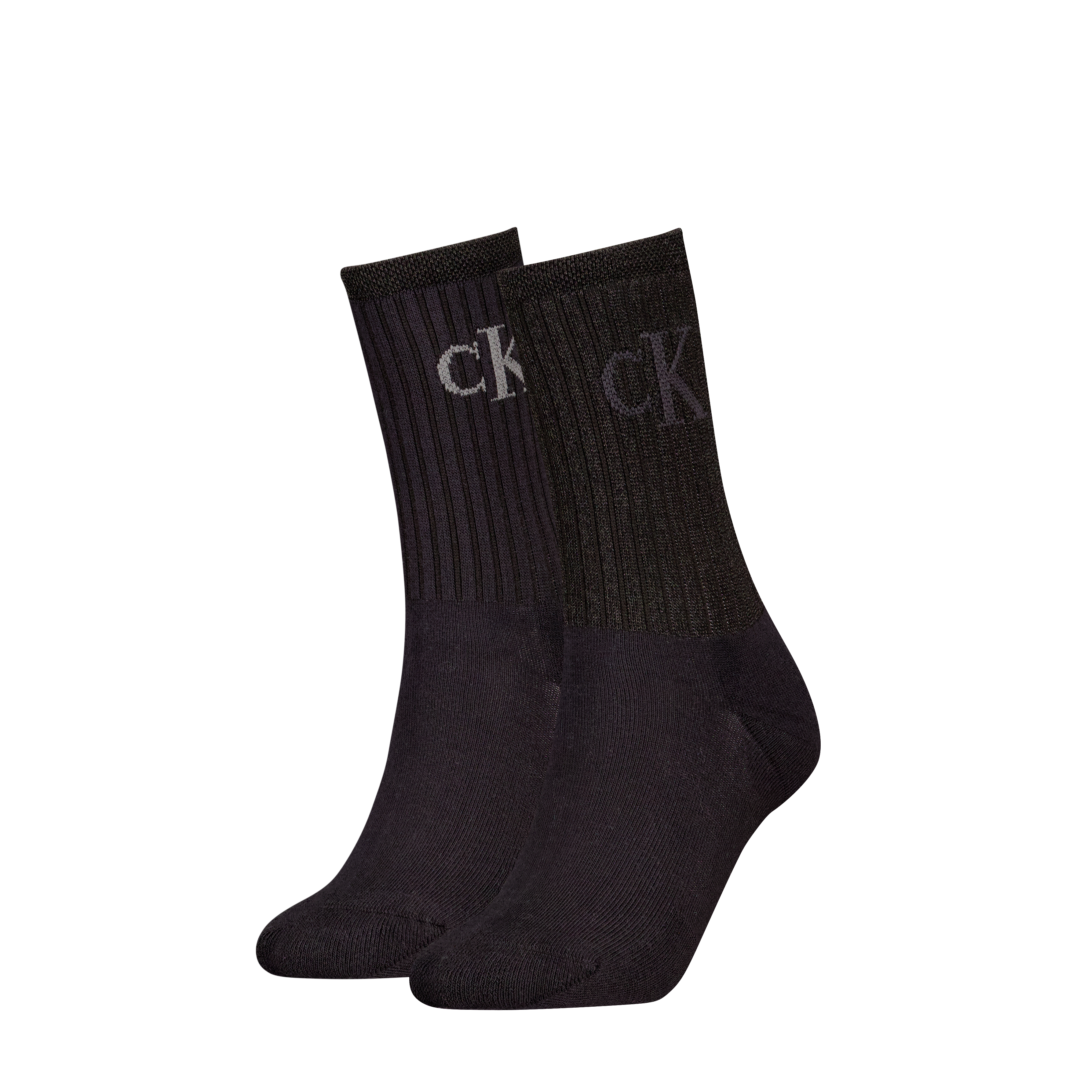Calvin Klein Quarter Socks 2 paar Glossy Rib Black - maat 35-38