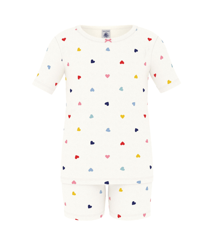 Petit Bateau Pyjama Kort T-shirt + Broek Hartjes Multicolor - 8 jaar