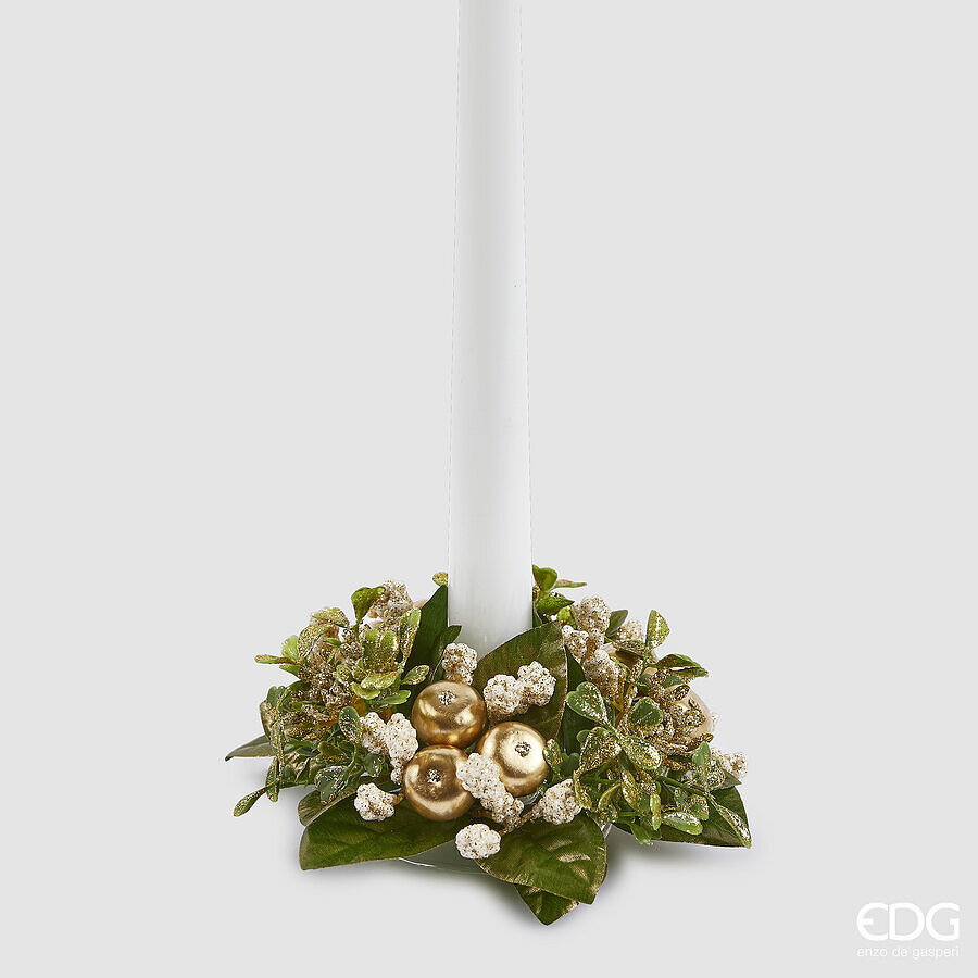 EDG Tafelkrans Groen/Goud 10cm - Kaarsenring