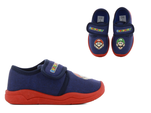Mario Bros Jongens Velcro Pantoffel Blue/Red - maat 30