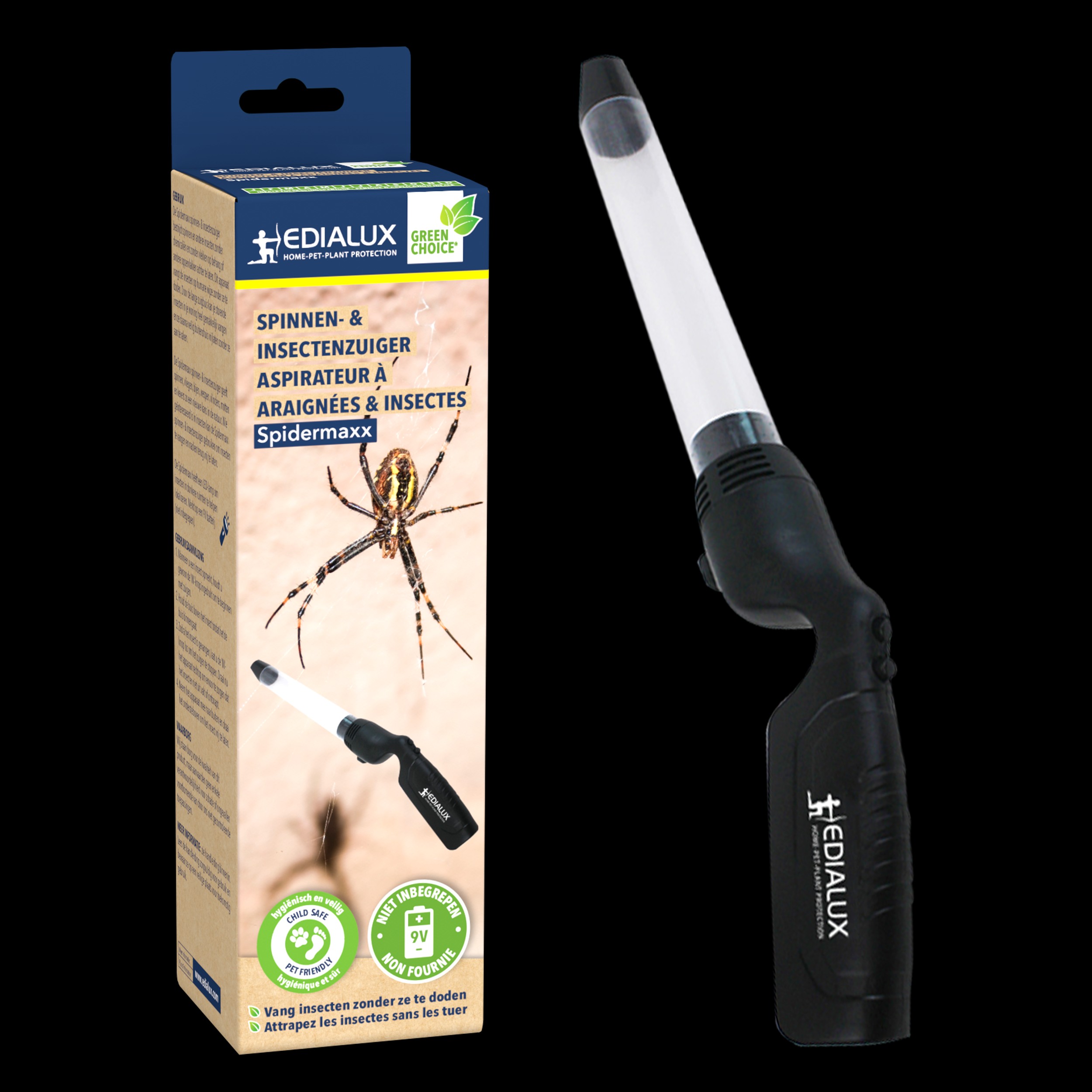 Edialux Spidermaxx Spinnenzuiger om storende Insecten levend op te zuigen