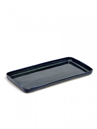 Serax Bord Terres de Rêves Dark Blue 37.3x18 cm - met Hoge Rand - by Anita Le Grelle