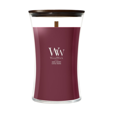 Woodwick Kaars Dark Cherry Large - 10.2x17.8 cm - 130 Branduren