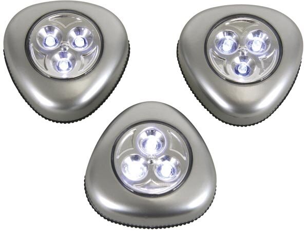 Zelfklevende Plafondlamp met 3 LED's 3 stuks op Blister