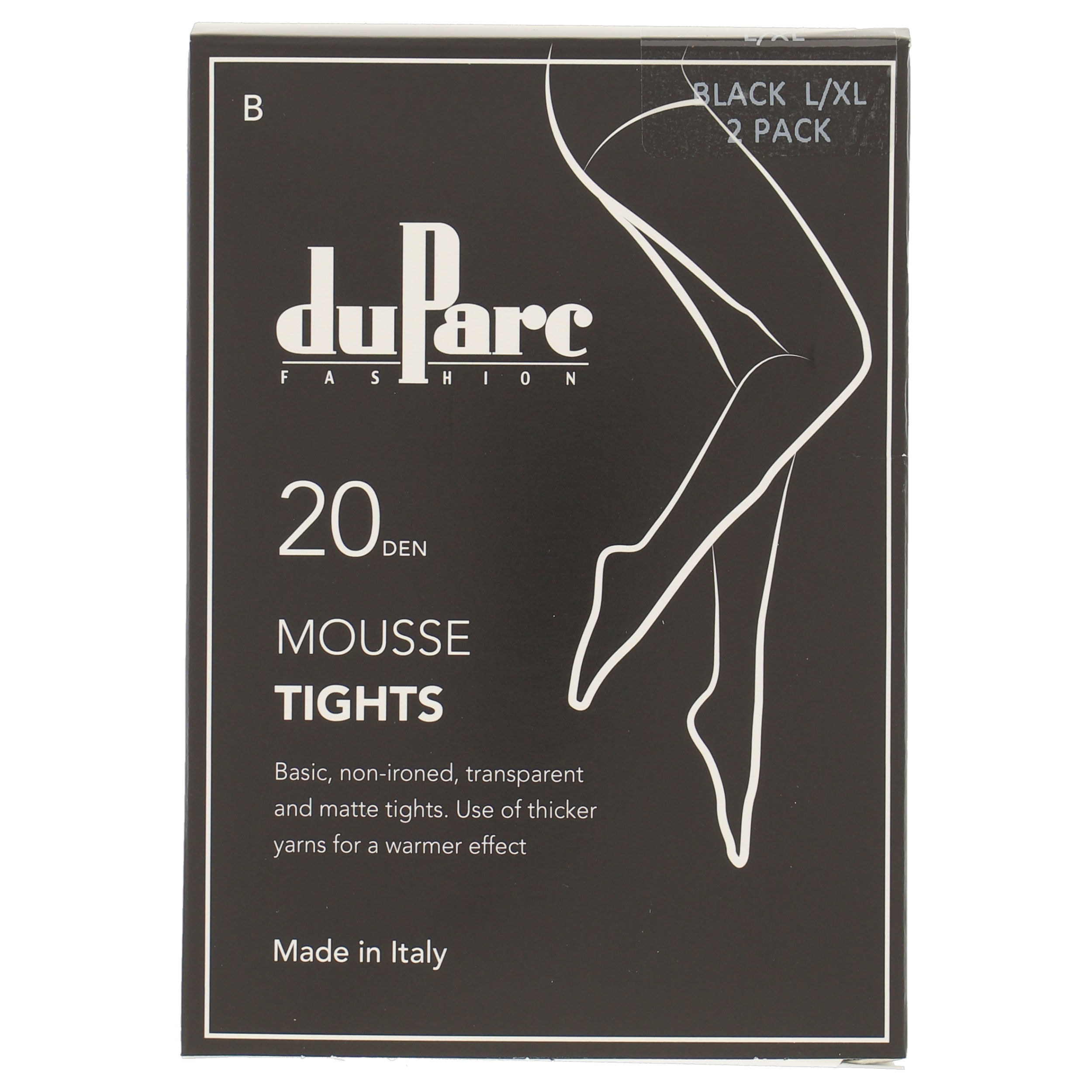 duParc Panty Dames Basic Mousse 2 paar DP8120 20 den Zwart LXL