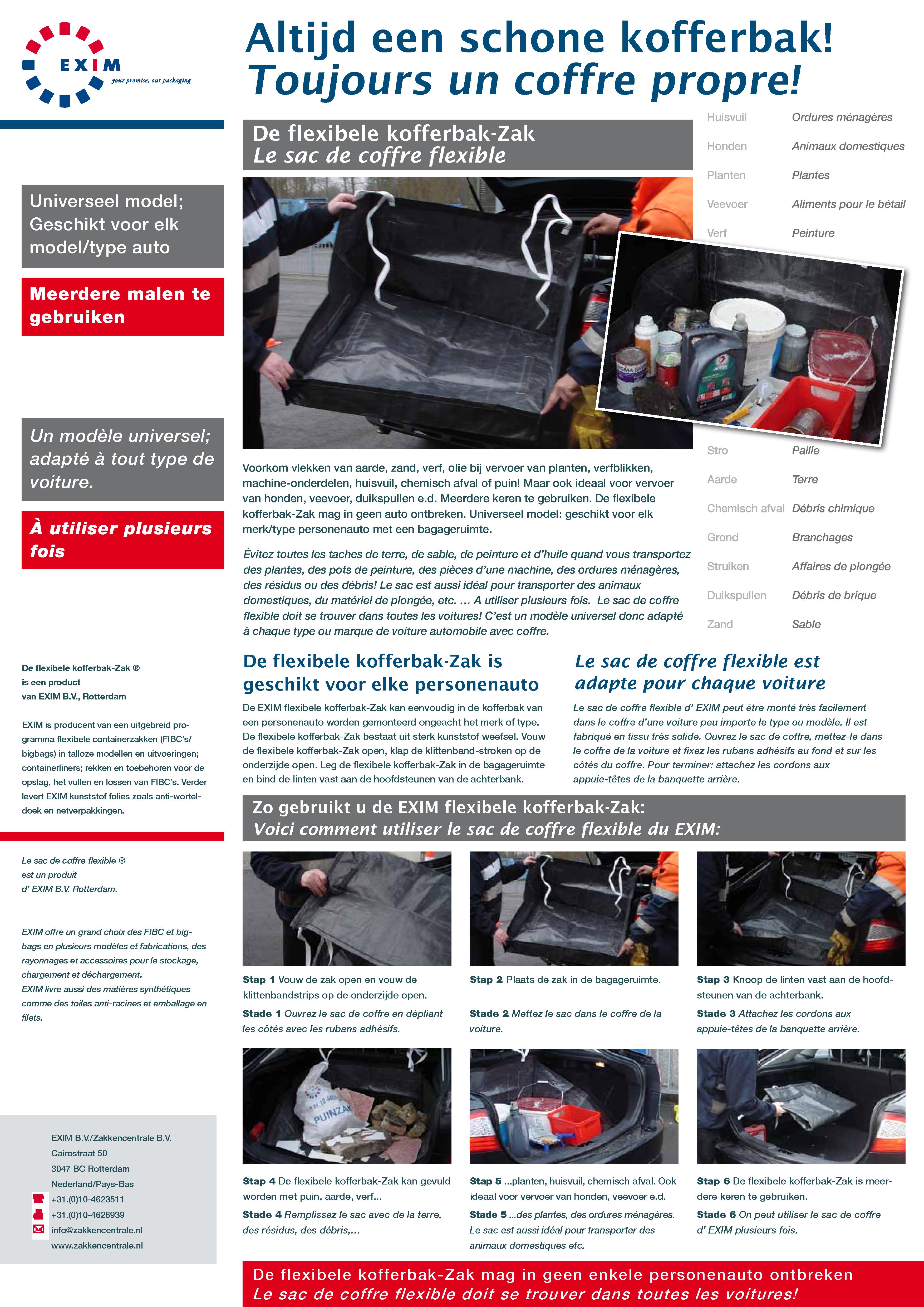 KOFFERBAKZAK MET VELCRO ZWART PAST IN ALLE WAGENS - SPATWATERPROOF