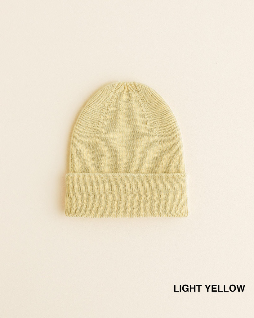 Hvid Muts Beanie Fonzie Newborn Light Yellow Hvid Muts Beanie Fonzie Newborn Light Yellow