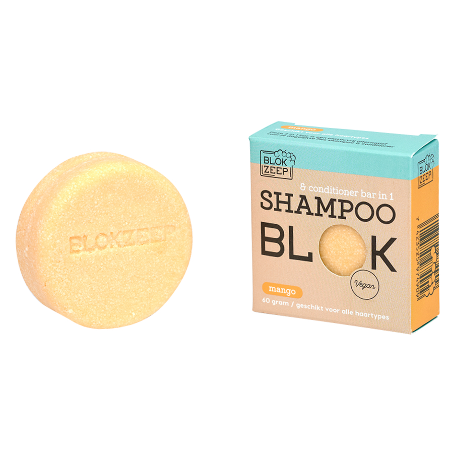 Blokzeep Shampoo en Conditioner Bar in 1 Mango - 60 g - Alle Haartypes