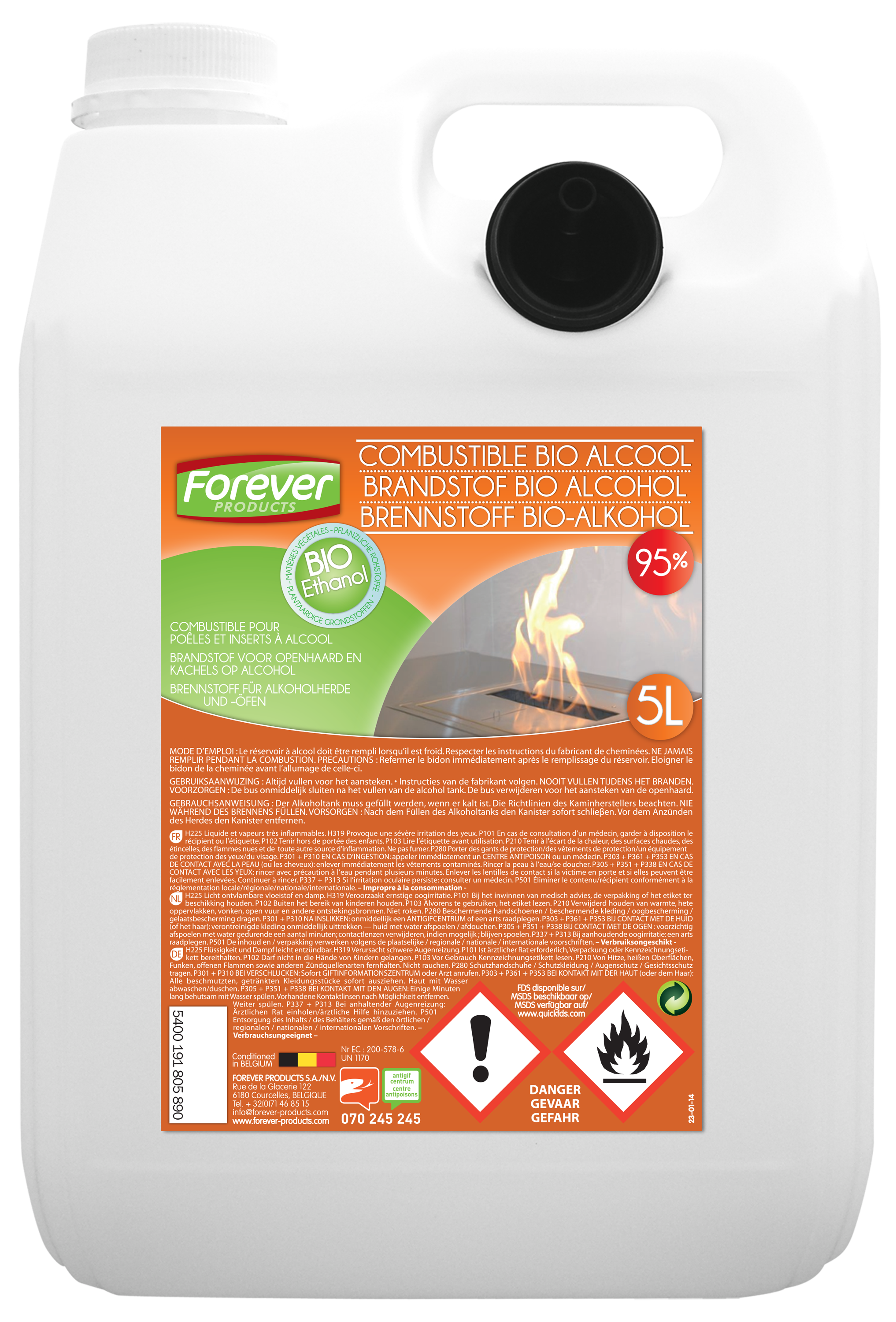 Forever Brandstof Bio Alcohol 5 l obv Bio Ethanol - 100% Plantaardig