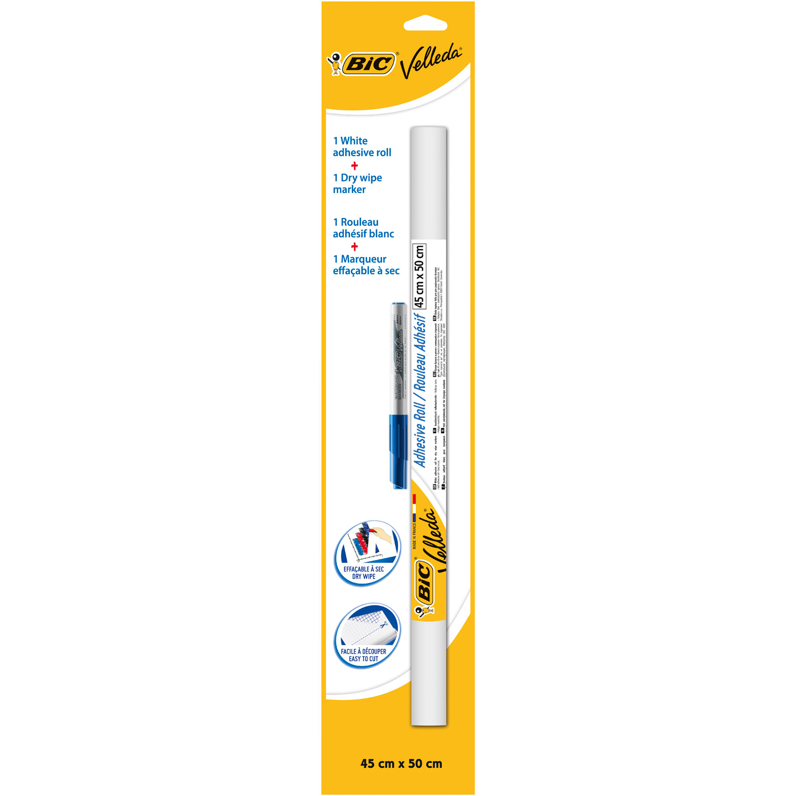 BIC Velleda Whiteboard Rol Zelfklevend 45x50cm met 1 Marker