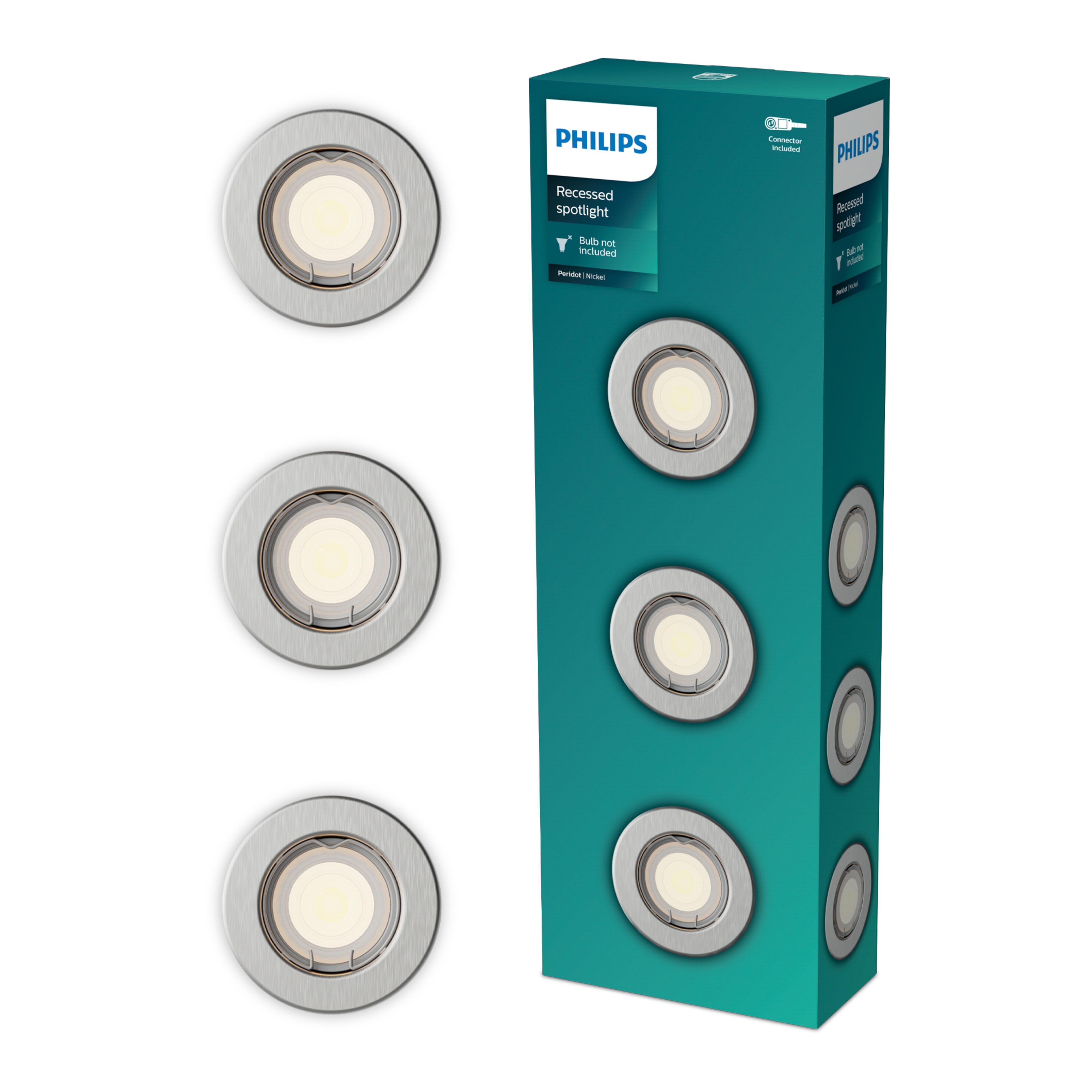 Philips Inbouwspot Peridot Rond GU10 Nikkel - 3 stuks