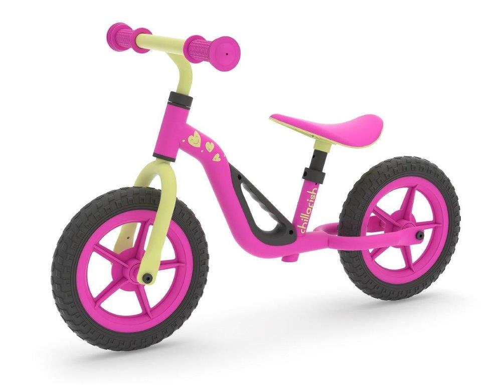 Charlie Loopfiets Roze, verstelbaar zadel, volle banden 10", 24 cm