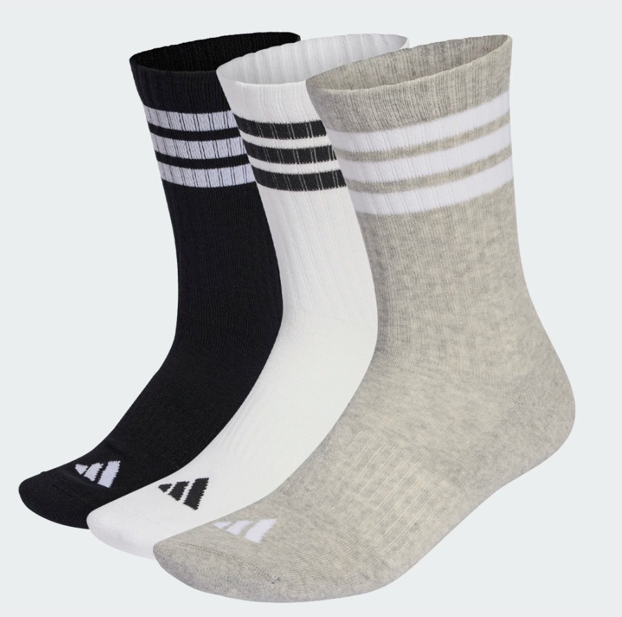 Adidas Sokken 3 Stripes Crew 3 paar Grey White Black