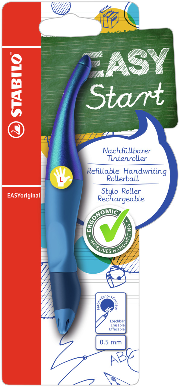 STABILO EasyOriginal Rollerball Links Blauw - Holograph - Blister