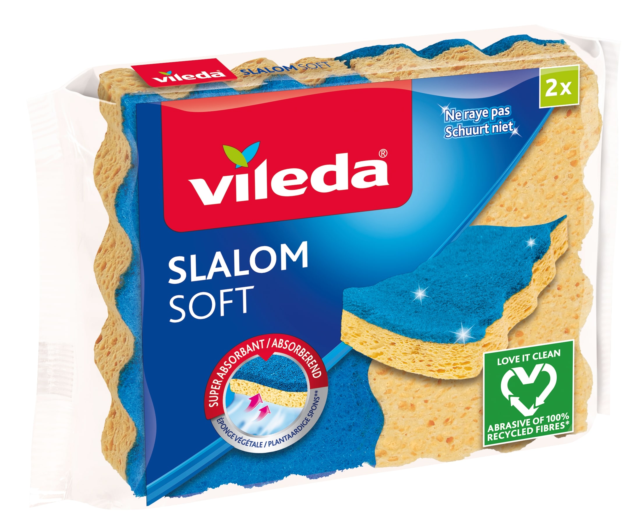 Vileda Schuurspons Delicate/Slalom Soft Blauw 2 stuks