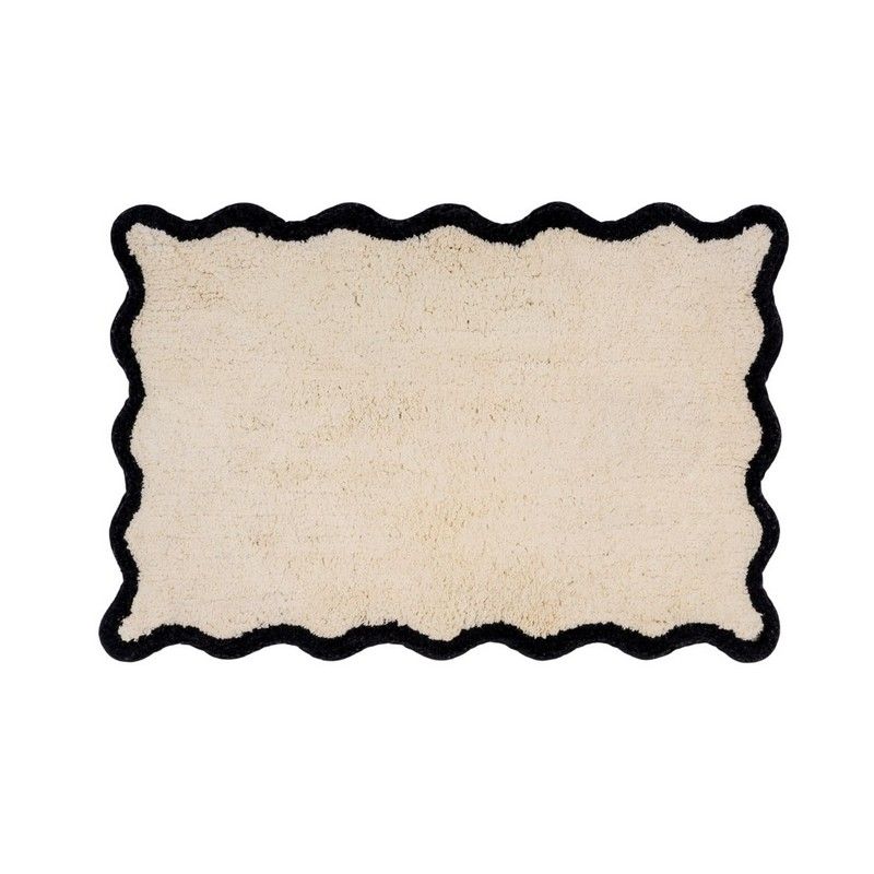 Flamingueo Badmat Endless 80x53 cm - White/Black Wavy Edge