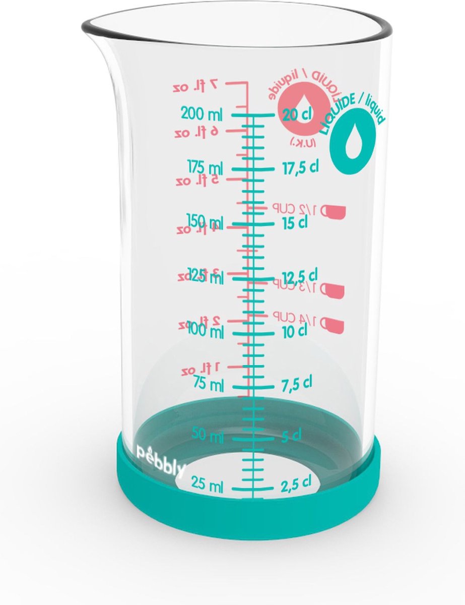 Pebbly Maatbeker 200ml - Borosilicaatglas/Silicone - 6x11 cm