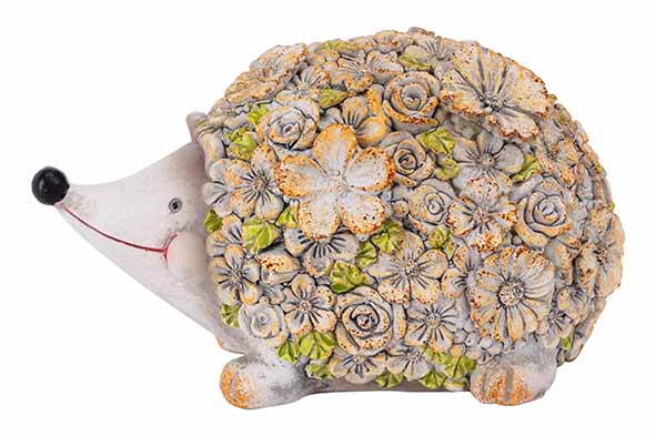 Cosy@Home Egel met Bloemen 13.5x8.5x8 cm - Multi-Color