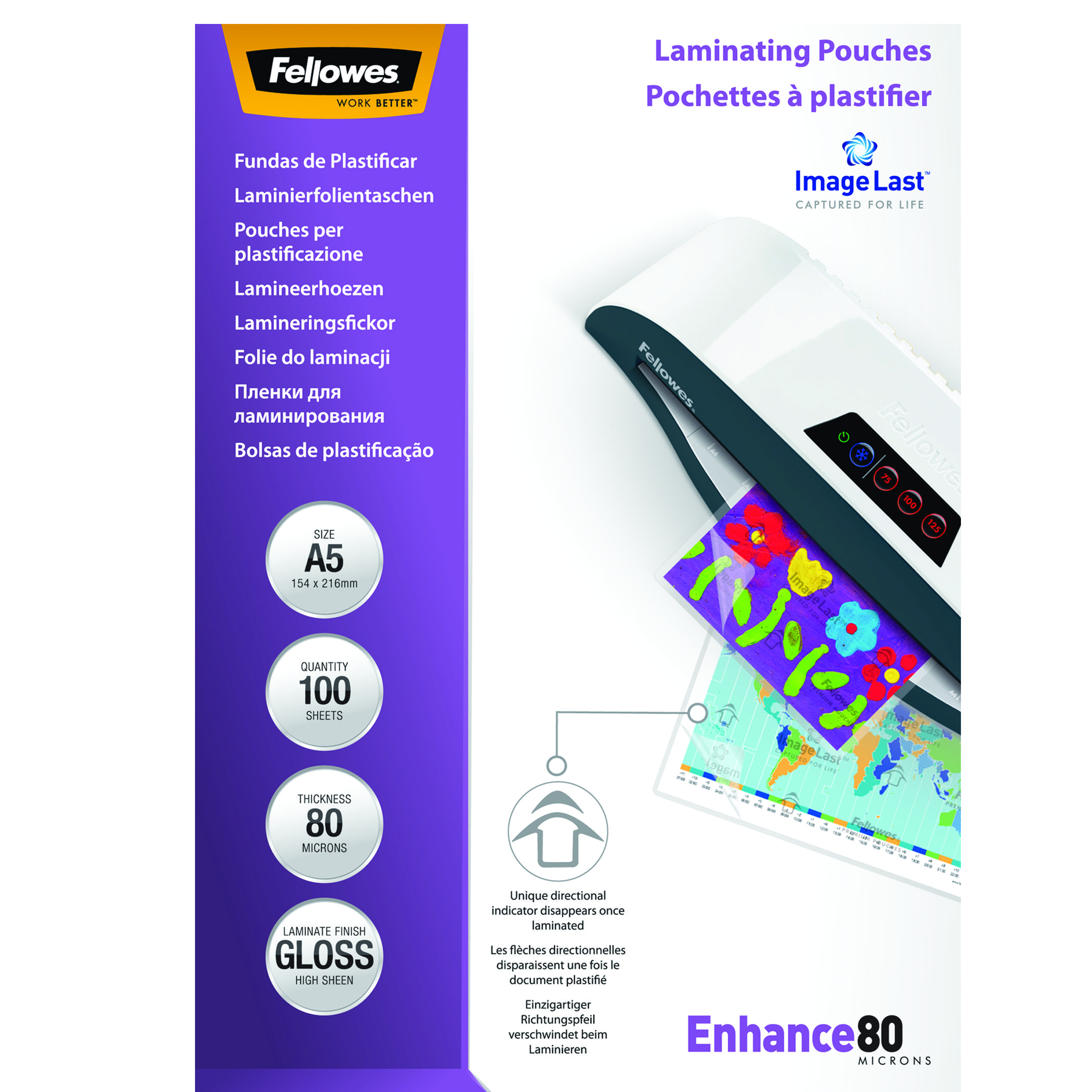 Fellowes Lamineerhoes A5 - 80 Micron 154X216mm - 100stuks